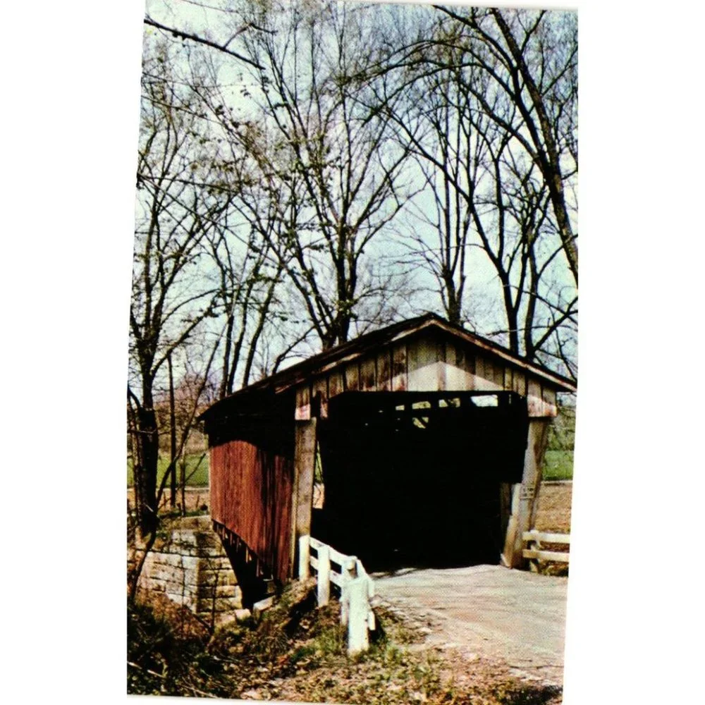 The Macklin House Covered Bridge Postcard Fairfield County Baltimore Ohio Vintag